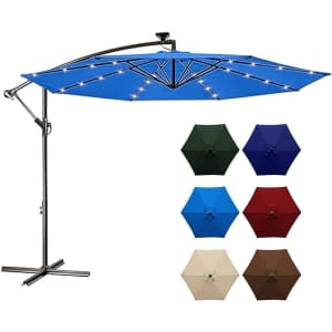 Love Story 10-Ft. Solar LED Offset Patio Umbrella for $92