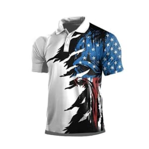 Men's National Flag Graphic Polo for $11