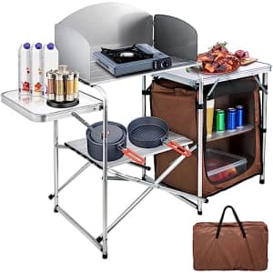 Vevor Folding Aluminum Camping Kitchen Table for $43