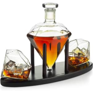 The Wine Savant Diamond Whiskey Decanter w/ 2 Glasses for $40