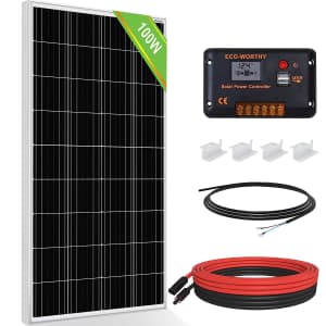 Eco-Worthy 100W 12V Monocrystalline Solar Panel w/ Controller for $100