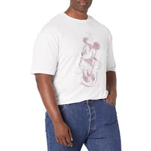 Disney Big & Tall Classic Mickey Sketchy Minnie Men's Tops Short Sleeve Tee Shirt, White, XX-Large for $19