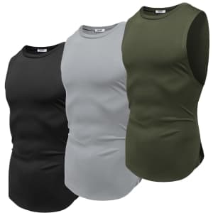 Coofandy Men's Muscle Cut Off Shirt 3-Pack for $9