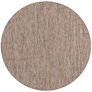 Unique Loom Outdoor Solid Collection Area Rug (4' 1" Round Light Brown/Ivory) for $30
