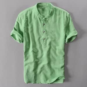 Men's Linen Henley Shirt for $12