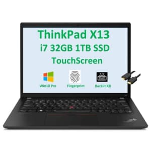 Newest Lenovo ThinkPad X13 13.3" FHD Touchscreen (Intel 4-core i7-10510U, 32GB DDR4, 1TB PCIe SSD) for $899