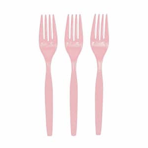 Fun Express - Light Pink Plastic Forks (50 Pc) - Party Supplies - Solid Tableware - Cutlery - 50 for $14