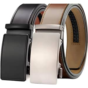 Aini Savoie Men's Ratchet Leather Belt 2-Pack for $10