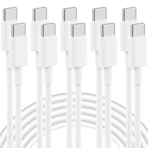 6-Foot 60W USB-C to USB-C Cable 5-Pack for $4