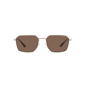 Emporio Armani Men's EA2140 Rectangular Sunglasses, Matte Pale Gold/Dark Brown, 57 mm for $103