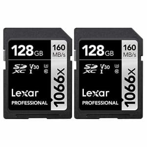Lexar LSD1066128G-BNNNU 128GB Professional 1066x SDXC UHS-I Card Silver Series Memory Card 2 Pack for $47