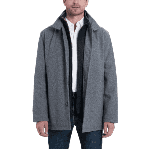 London Fog Men's Wool-Blend Layered Car Coat for $58