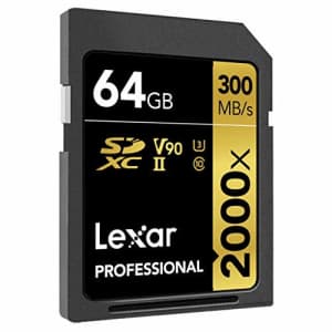 Lexar Professional 2000x 64GB SDXC UHS-II Card w/o Reader, Up to 300MB/s Read (LSD2000064G-BNNNU) for $87 Lexar Professional 2000x 64GB SDXC UHS-II Card w/o Reader, Up to 300MB/s Read (LSD2000064G-BNNNU) for $87