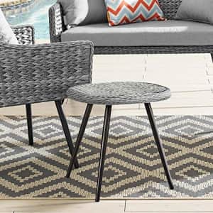 Modway Endeavor Wicker Rattan Aluminum Glass Outdoor Patio Side End Table in Gray for $114