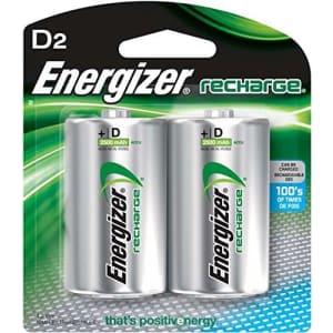 Energizer Rechargeable Batteries, D, 2-Count (Pack of 3 (2 ct each)) for $40