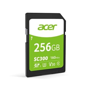 Acer SC300 256GB SDXC UHS-I SD Memory Cards - C10, U3, V30, 4K UHD, Up to 160MB/s Read Speed for for $25