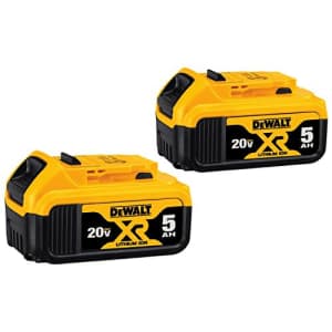 DeWalt 20V Max 5Ah Battery 2-Pack for $139