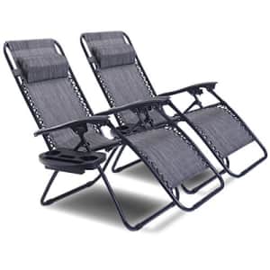Goplus Zero Gravity Chair Set 2 Pack Adjustable Folding Lounge Recliners for Patio Outdoor Yard for $120