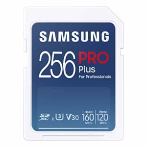 SAMSUNG PRO Plus Full Size 256GB SDXC Memory Card, Up to 180 MB/s, Full HD & 4K UHD, UHS-I, C10, for $15