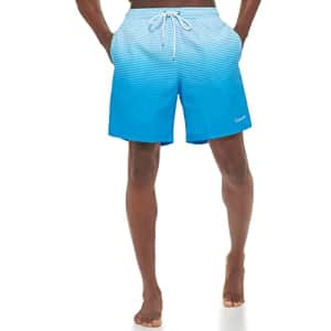 Calvin Klein Men's Standard UV Protected Quick Dry Swim Trunk, Blue, Medium for $23