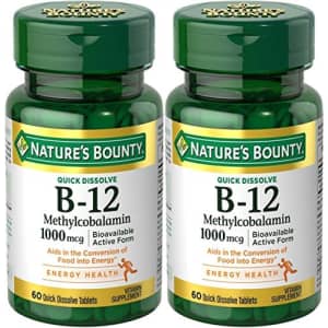 Nature's Bounty Natures Bounty Methylcobalamin B12 Microlozenge Tablets, 1000 mcg, 120 Count (2 X 60 Count Bottles) for $27