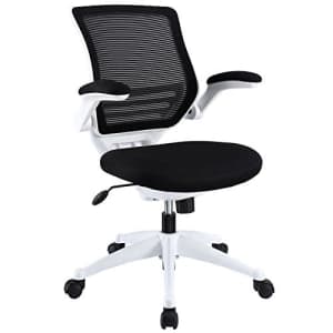 Modway Edge Mesh Back and Black Mesh Seat Office Chair With White Base And Flip-Up Arms in Black for $123