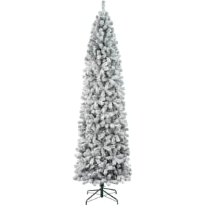National Tree Company First Traditions 9-Foot Acacia Flocked Slim Christmas Tree for $129