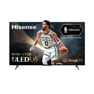 Hisense 65-Inch Class U6 Series Mini-LED ULED 4K UHD Google Smart TV (65U6K, 2023 Model) - QLED, for $550