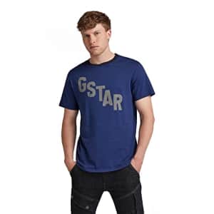 G-Star Raw Men's Lash Graphic Crew Neck T-Shirt, Ballpen Blue, S for $55