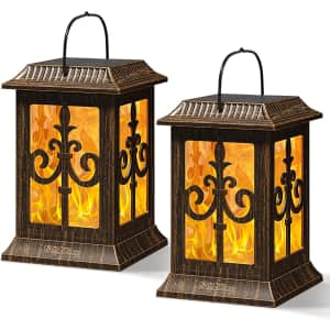 Solar Outdoor Hanging Lanterns 2-Pack for $22