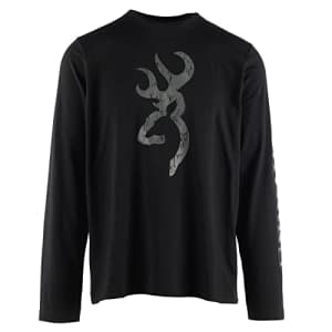 Browning Men's Long Sleeve T-Shirt, Soft Jersey Fabric Signature Buckmark Tee, Logan 2.0 (Black), for $18