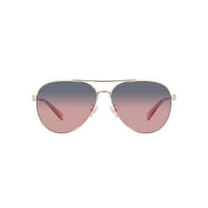 Coach HC7140 Sunglasses, Shiny Light Gold/Plum Purple Scarlet Gradient, 61 mm for $137