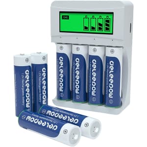 Deleepow 3,300mAh Battery Charger w/ 8 AA Batteries for $14