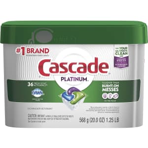 Cascade Platinum Dishwasher Pods 36-Ct. Tub for $10 via Sub & Save