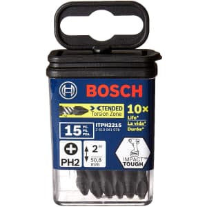 Bosch 15-Piece Impact Tough 2" Phillips #2 Power Bits for $11 Bosch 15-Piece Impact Tough 2" Phillips #2 Power Bits for $11
