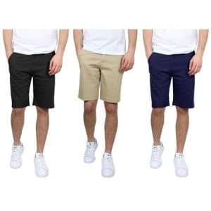 Men's Cotton Flex Stetch Chino Shorts 3-Pack for $20