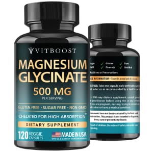 VitBoost Magnesium Glycinate 500mg 120-Capsule Bottle for $8