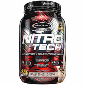 Whey Protein Powder | MuscleTech Nitro-Tech Whey Protein Isolate + Peptides | Lean Protein Powder for $40