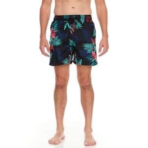Kanu Surf Men's Riviera Swim Trunks (Regular & Extended Sizes), Mali Black, Large for $20