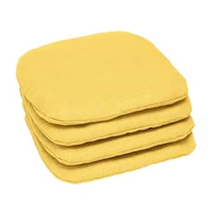 BrylaneHome Set of 4 Stacking Chair Pads Patio Cushion, Lemon Yellow for $62