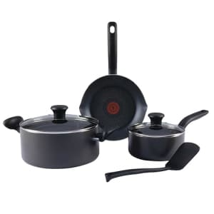 T-fal Nonstick Cookware Set 6 Piece Oven Broiler Safe 350F Pots and Pans, Oven, Broil, Dishwasher for $35