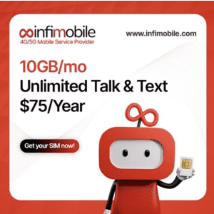Infimobile Unlimited Talk & Text + 10GB/Month: Only $75/Year
