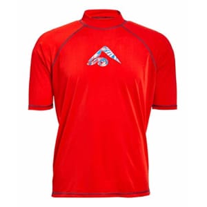 Kanu Surf Men's Mercury UPF 50+ Short Sleeve Sun Protective Rashguard Swim Shirt, Twister Red, Large for $23