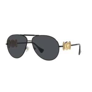 Versace Unisex Sunglasses Matte Black Frame, Dark Grey Lenses, 65MM for $107