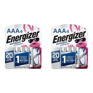 Energizer AAA Batteries, Triple A Lithium, 4 Count (Pack of 2) for $20