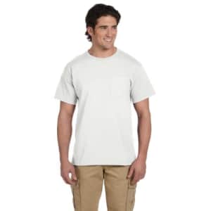 Jerzees Men's Dri-Power Short Sleeve T-Shirt (Pocket & No, Pocket-3 Pack-White, Medium for $16