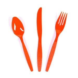 Fun Express Bulk Plastic Cutlery Sets for 70, 210 Pieces, Spoons, Knives, Forks, Party and Wedding Supplies for $9