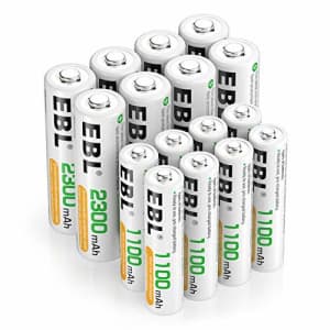 EBL AA AAA Batteries Combo 16 Sets with 8PCS AA 2300mAh and 8-Count AAA 1100mAh Rechargeable for $30