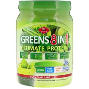 Olympian Labs Ultimate Greens Protein 8 in 1. Plant Protein, Greens & Veggies, Fiber, Probiotics, for $25