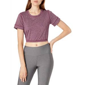 Splendid Women's Studio Activewear Workout Athletic Short Sleeve Crop Top, Potent Purple, M for $10